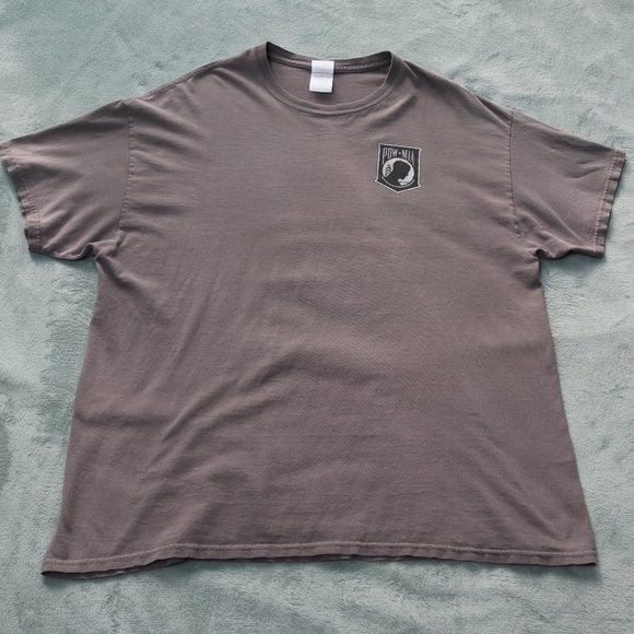 Veteran Shirt Crewneck Mens XL Gray Gildan American Flag POW Tee - Picture 2 of 10